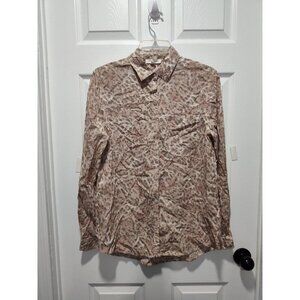 Anthropologie Beach Lunch Lounge‎ Long Sleeve Button Shirt Animal Print Sz Small